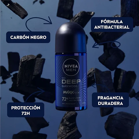 Desodorante Roll On NIVEA FOR MEN Deep Black Carbon