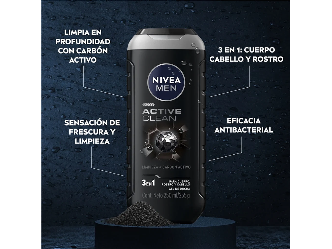Gel de Ducha NIVEA MEN Active Clean 250 ml 2