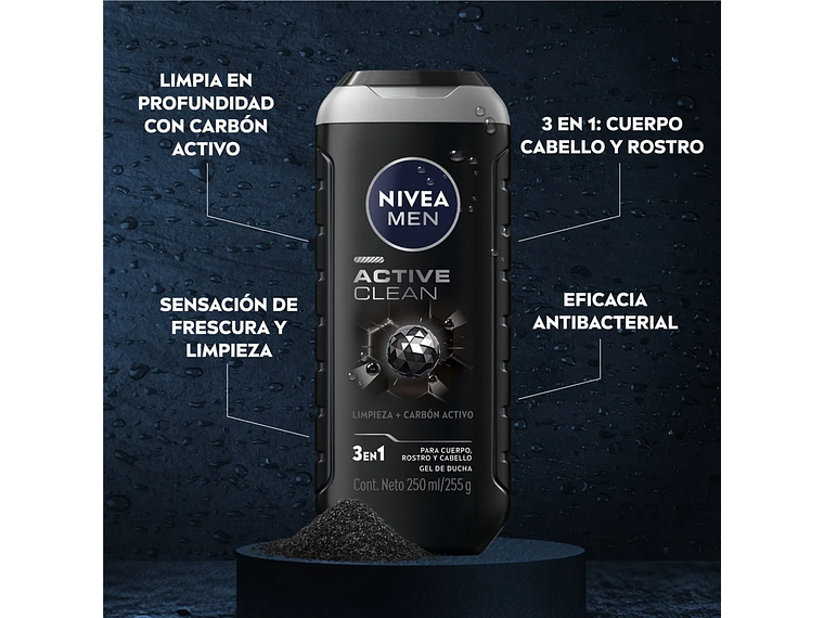 Gel de Ducha NIVEA MEN Active Clean 250 ml 2