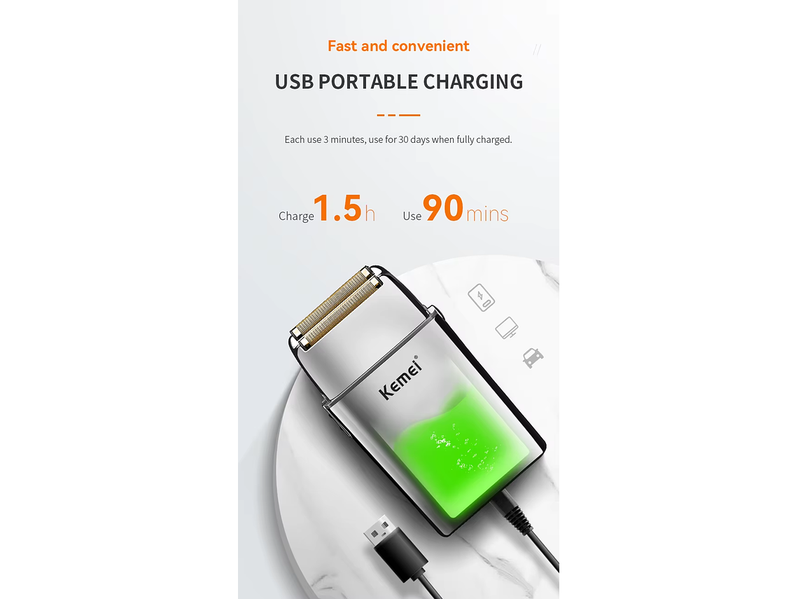 Máquina de Afeitar Shaver KEMEI TX5 3