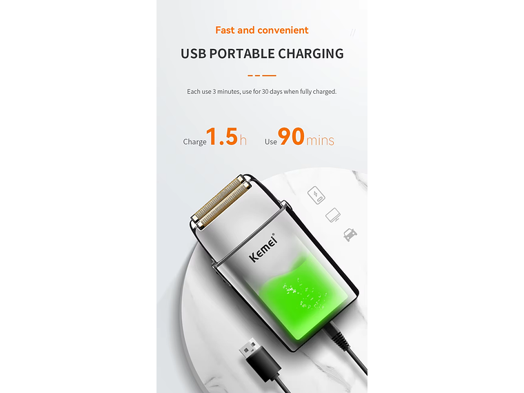 Máquina de Afeitar Shaver KEMEI TX5 3