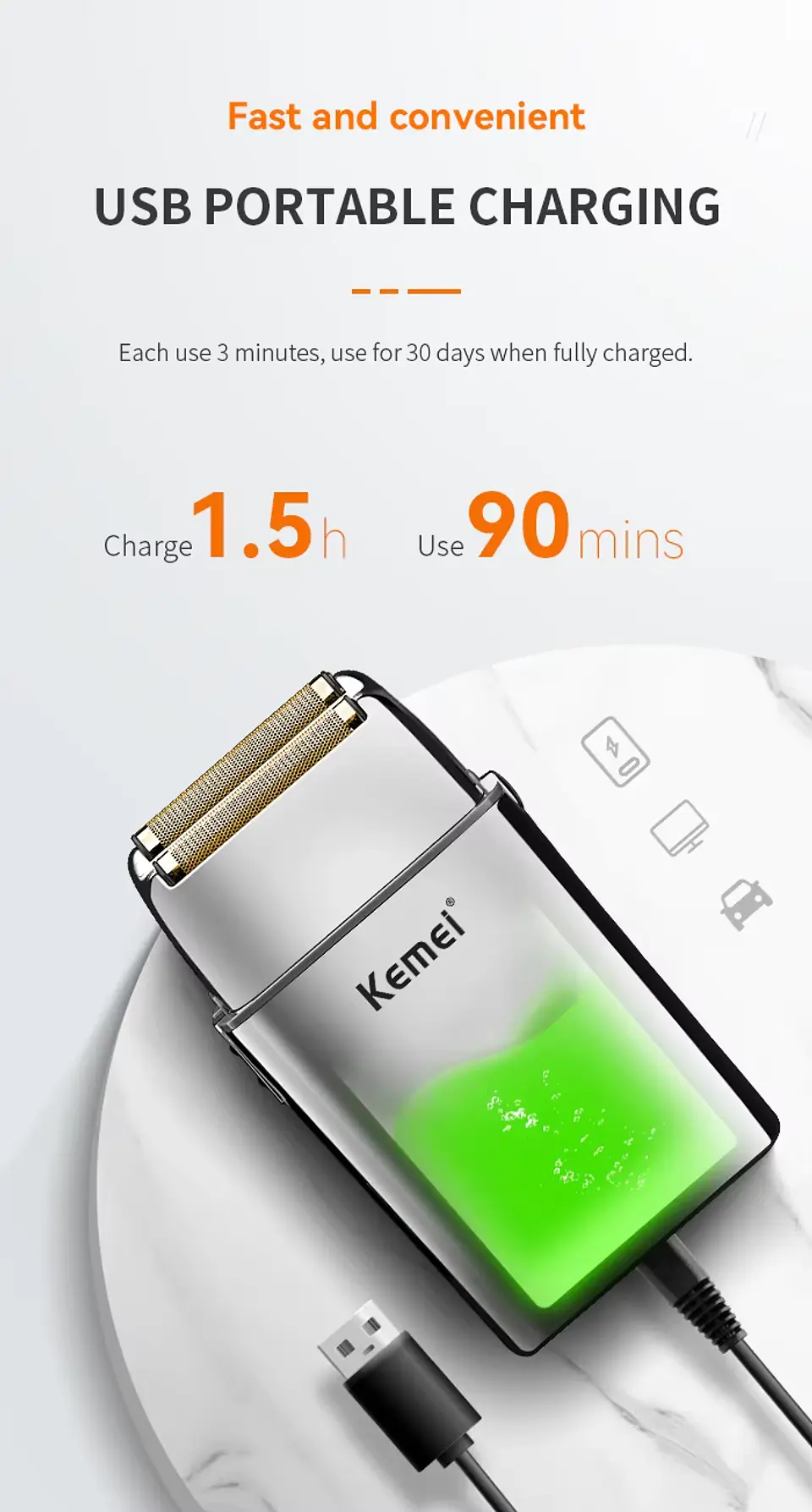 Máquina de Afeitar Shaver - KEMEI TX5 3