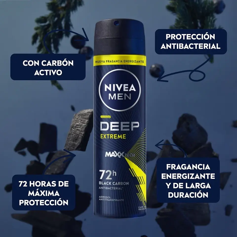 Desodorante Spray NIVEA FOR MEN Antitranspirante DEEP EXTREME 2