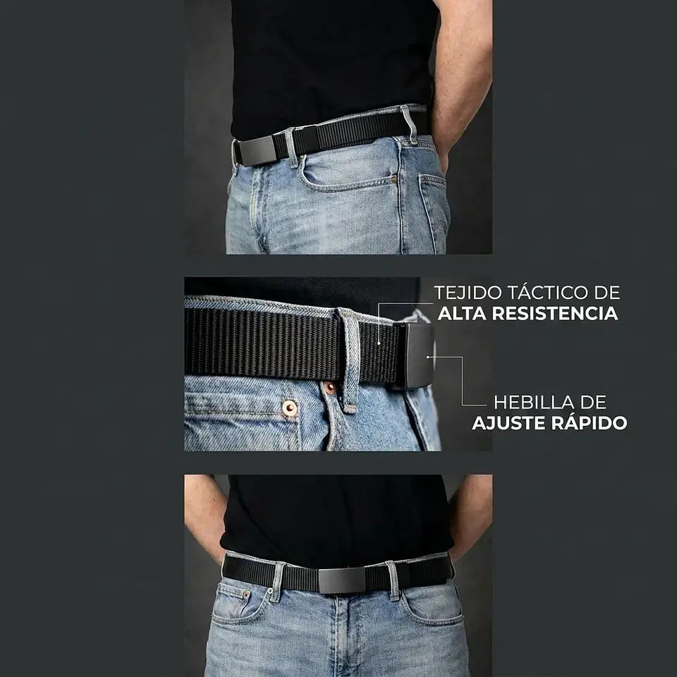 Cinturón Táctico de Nylon - Negro 3