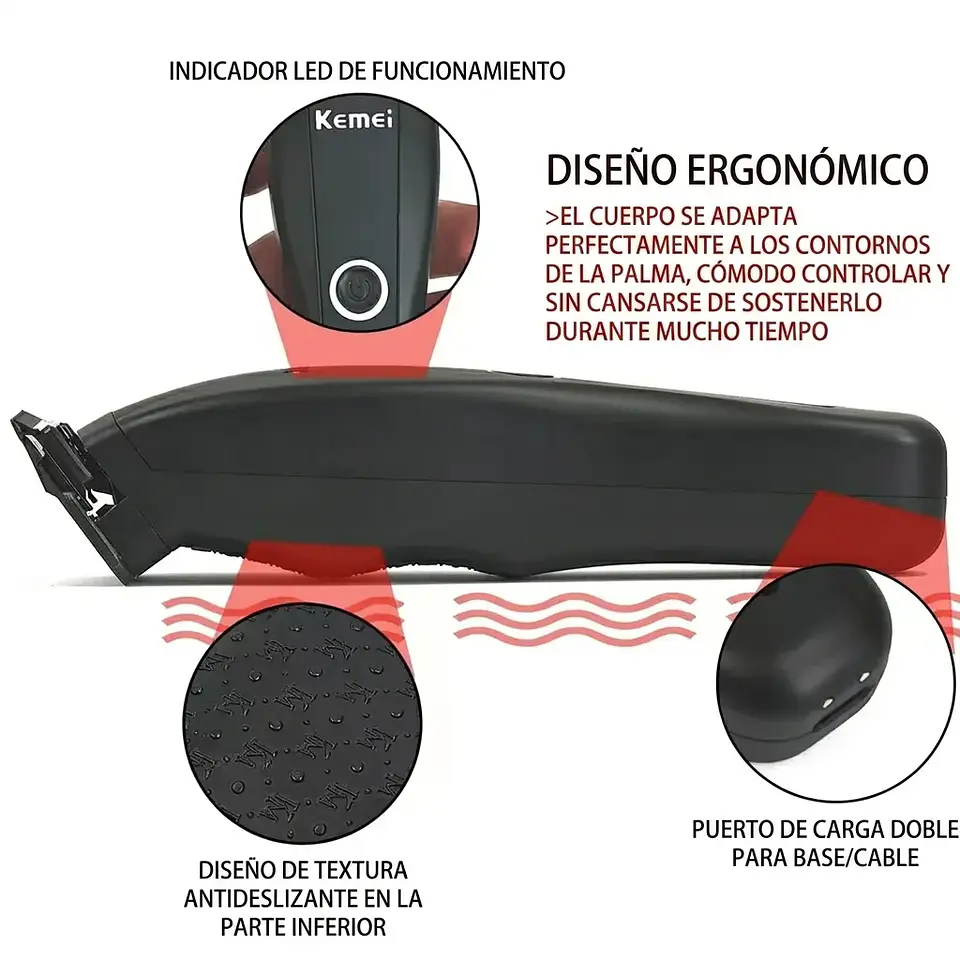 Máquina Cortapelos Trimmer - KEMEI 2295 7