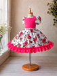 Vestido de Huasita Infantil Fucsia con Rosas - Miniatura 3