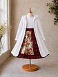 Vestido de Huasita Infantil Burdeo Floral - Miniatura 5