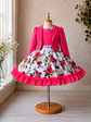 Vestido de Huasita Infantil Fucsia con Rosas - Miniatura 2