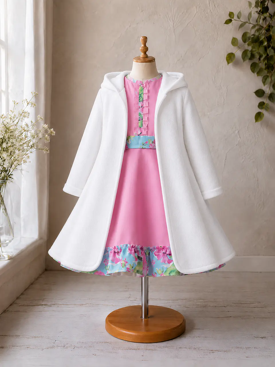 Vestido de Huasita Infantil Rosado Floral 5