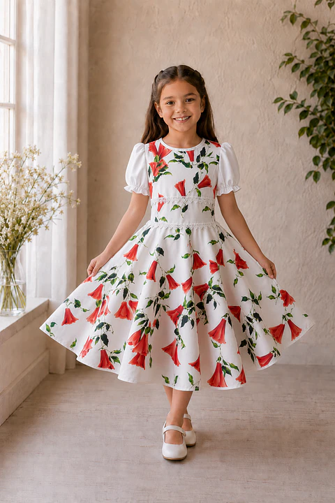 Vestido Infantil de Copihues
