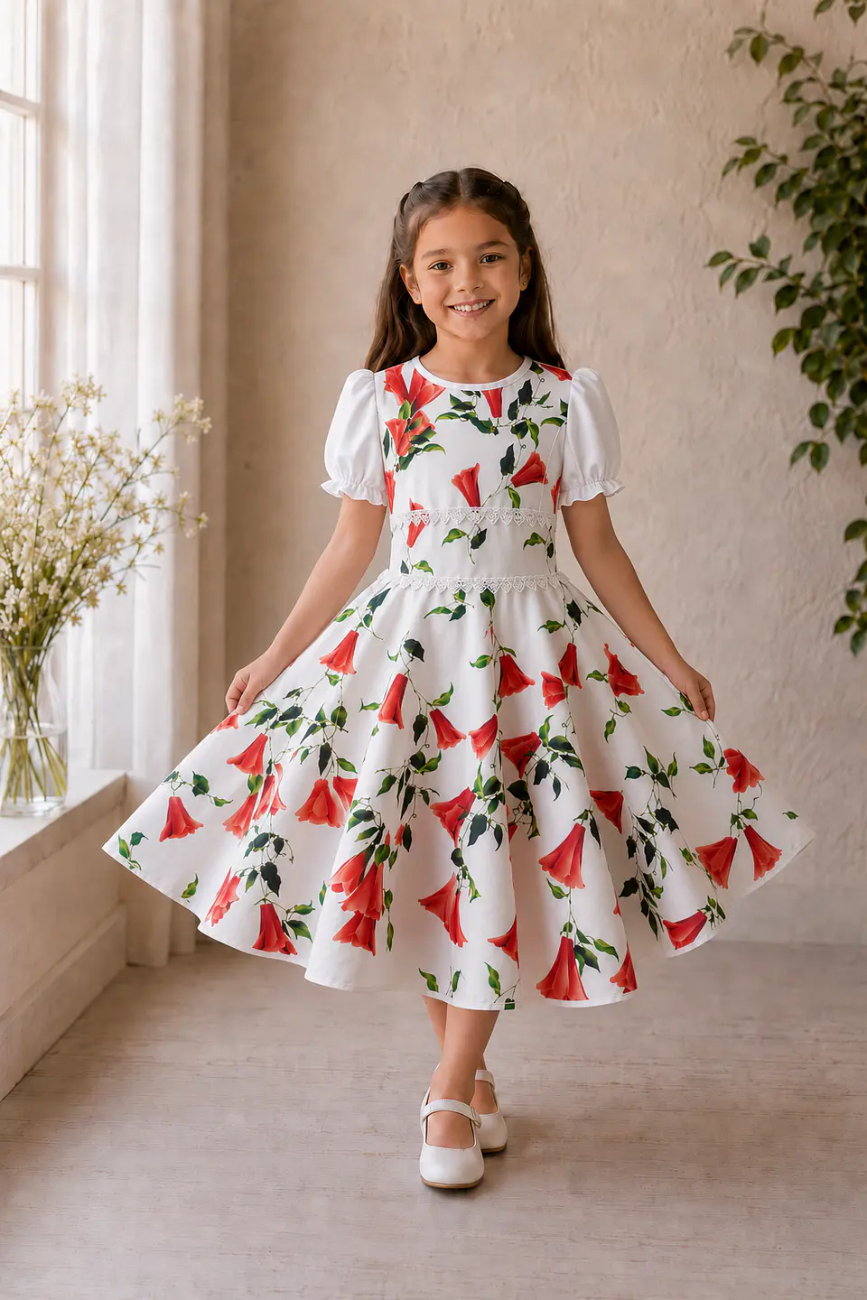 Vestido Infantil de Copihues 1