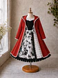 Vestido de Huasita Infantil Blanco y Negro Floral - Miniatura 5