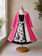 Vestido de Huasita Infantil Blanco y Negro Floral - Miniatura 3
