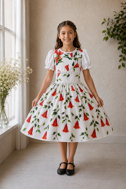 Vestido Infantil de Copihues