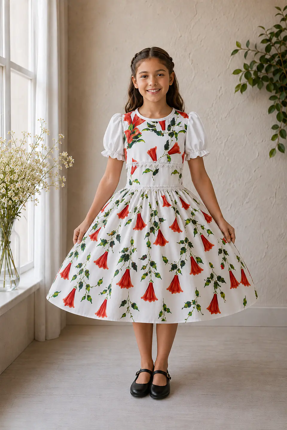 Vestido Infantil de Copihues 1