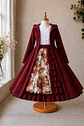 Vestido de Huasita Infantil Burdeo Floral - Miniatura 6