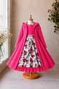 Vestido de Huasita Infantil Fucsia con Rosas - Miniatura 5