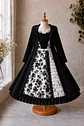 Vestido de Huasita Infantil Blanco y Negro Floral - Miniatura 4