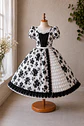 Vestido de Huasita Infantil Blanco y Negro Floral - Miniatura 2