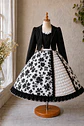 Vestido de Huasita Infantil Blanco y Negro Floral - Miniatura 3