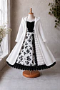 Vestido de Huasita Infantil Blanco y Negro Floral - Miniatura 6