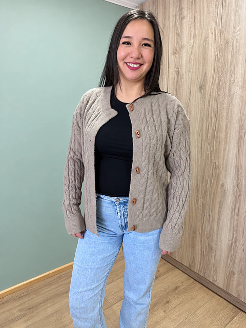 Cardigan Trenzado Taupe