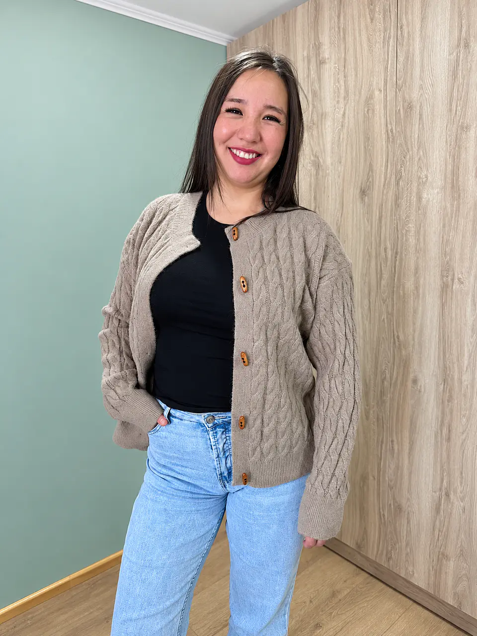 Cardigan Trenzado Taupe 2