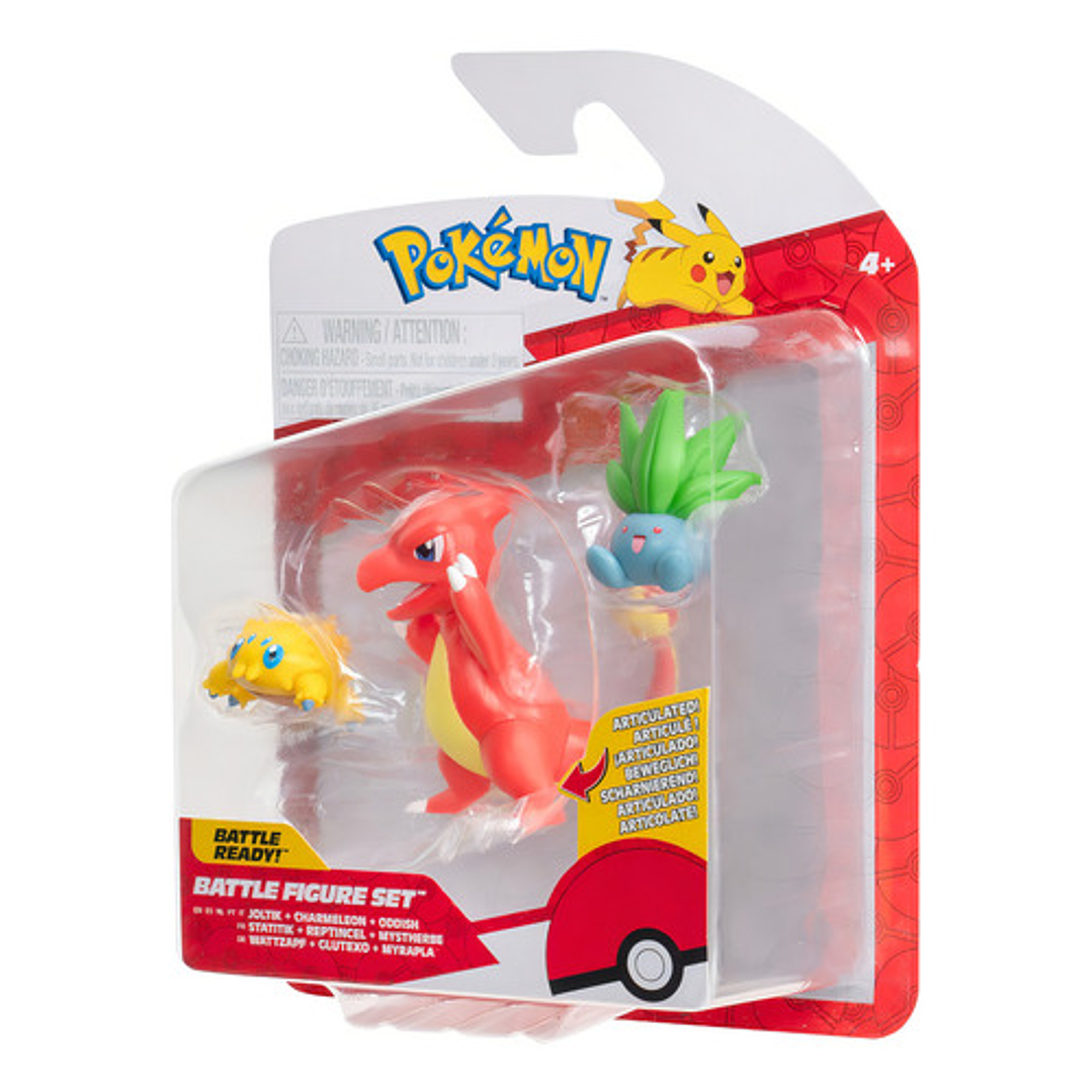 JAZWARES POKEMON BATTLE FEATURE SET 3 FIGURAS JOLTIK, CHARMELEON Y ODDISH 2