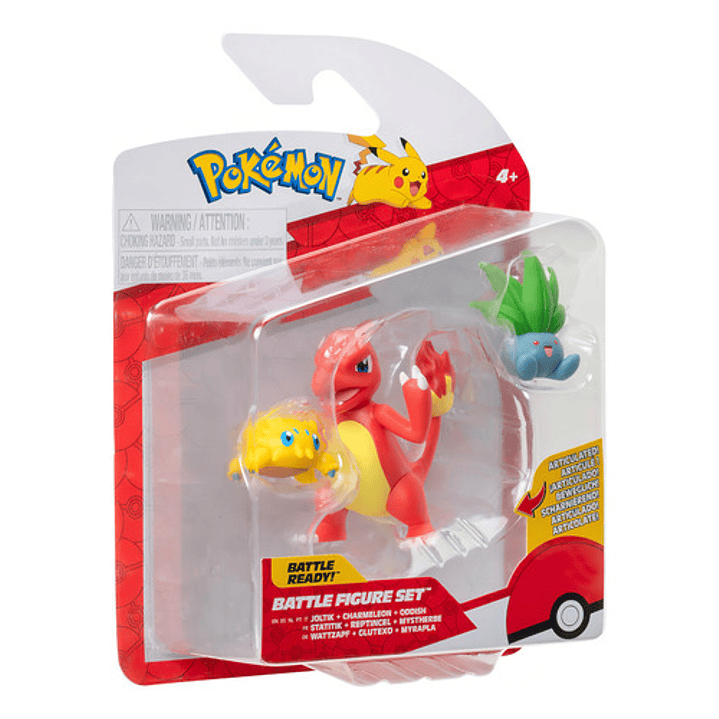 JAZWARES POKEMON BATTLE FEATURE SET 3 FIGURAS JOLTIK, CHARMELEON Y ODDISH 3