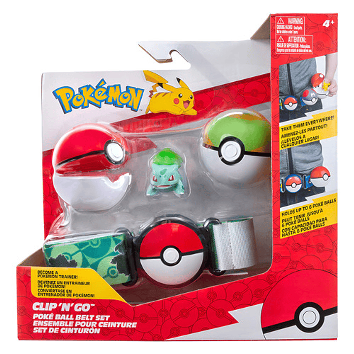 POKEMON CINTURÓN DE POKEBOLA BULBASAUR CLIP N GO 1
