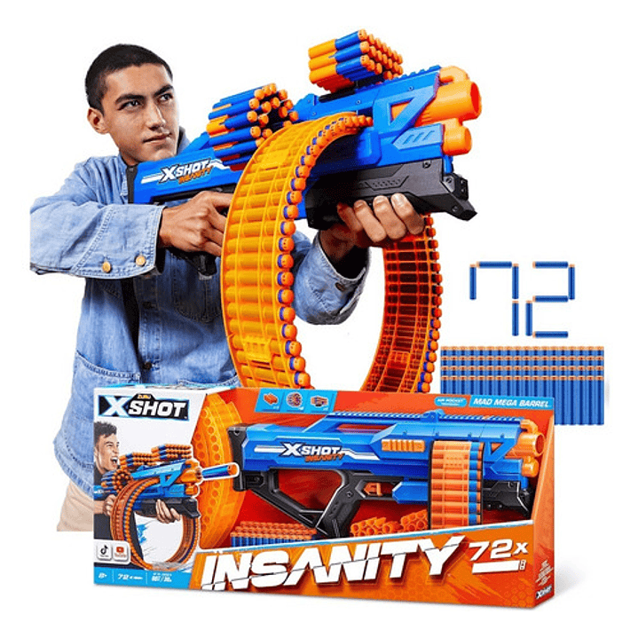 X-SHOT INSANITY MAD MEGA BARREL 72 DARDOS 3