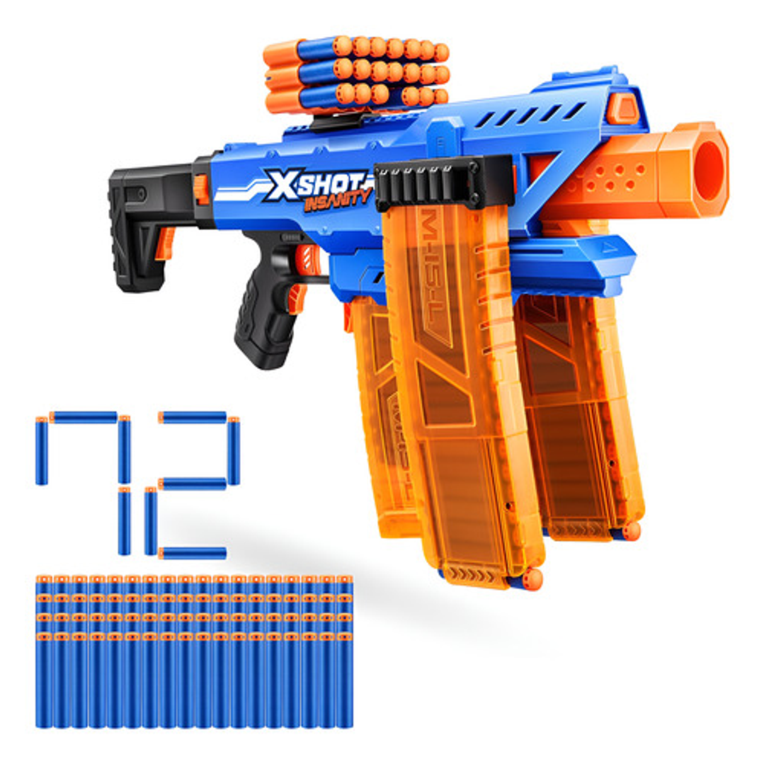 X-SHOT INSANITY MOTORIZED CLIP MANIA 72 DARDOS 1