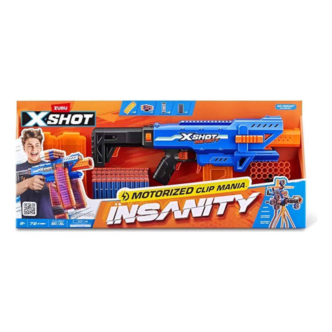 X-SHOT INSANITY MOTORIZED CLIP MANIA 72 DARDOS 9