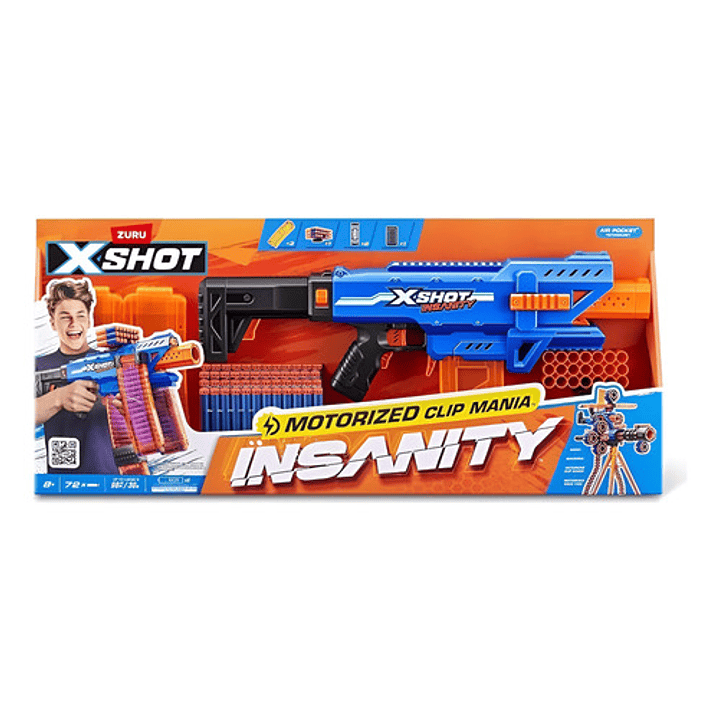 X-SHOT INSANITY MOTORIZED CLIP MANIA 72 DARDOS 9