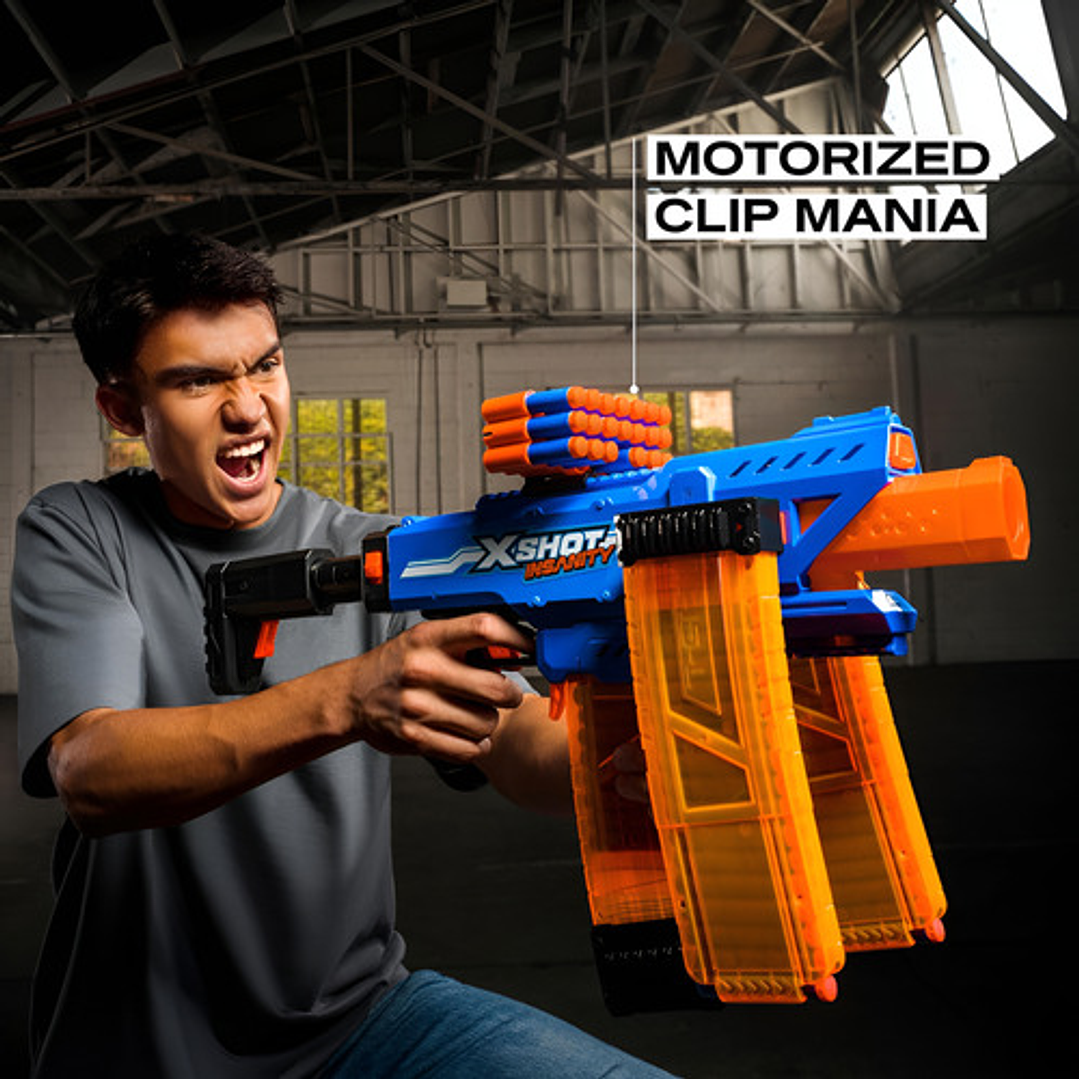 X-SHOT INSANITY MOTORIZED CLIP MANIA 72 DARDOS 11