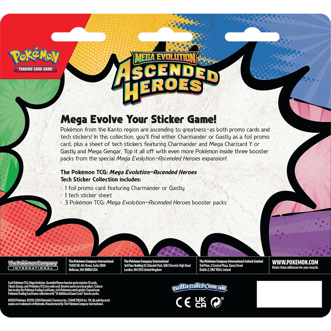 POKEMON TCG MEGA EVOLUTION ASCENDED HEROES TECH STICKER COLLECTION GASTLY 2