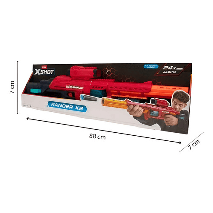 Zuru X-shot Excel Ranger X8 Lanzador De Dardos 24 Dardos Pistola De Juguete - Pistola De Dardos - Lanzador De Dardos De Largo Alcance 27m Rojo 5