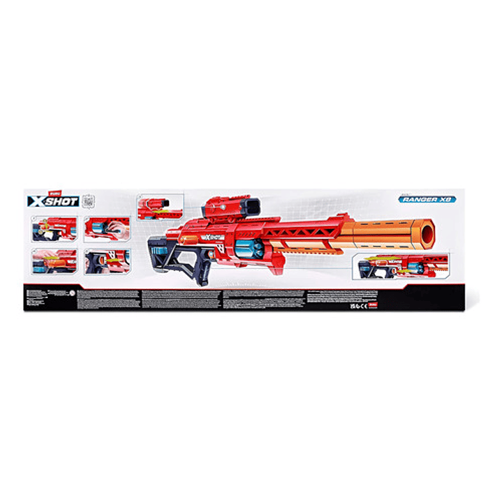 Zuru X-shot Excel Ranger X8 Lanzador De Dardos 24 Dardos Pistola De Juguete - Pistola De Dardos - Lanzador De Dardos De Largo Alcance 27m Rojo 8