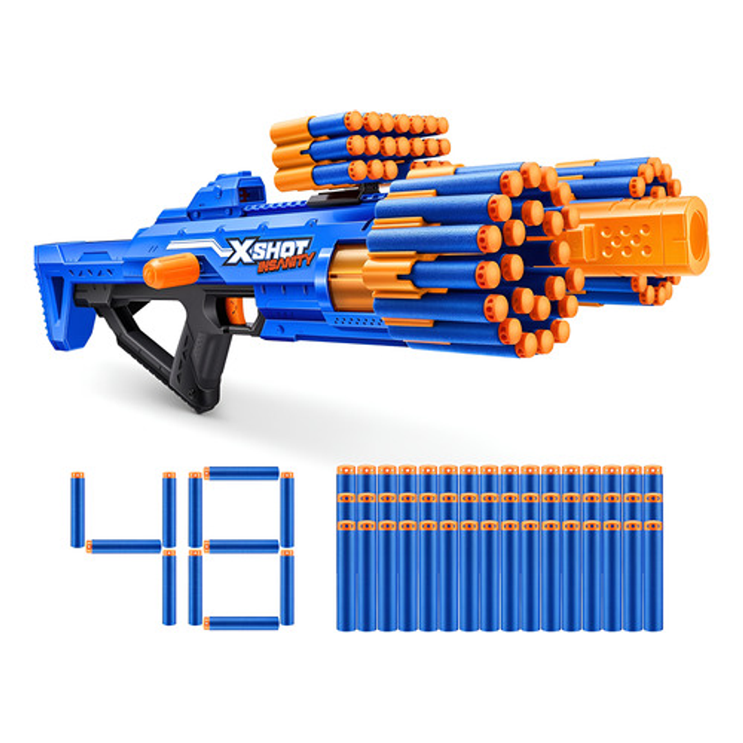 Zuru X-shot Insanity Berzerko Lanzador De Dardos + 48 Dardos Azul 1