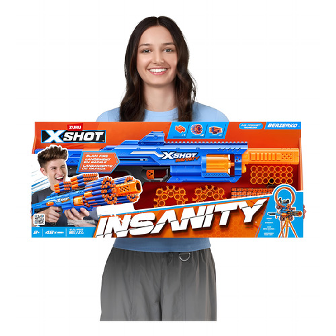 Zuru X-shot Insanity Berzerko Lanzador De Dardos + 48 Dardos Azul 2