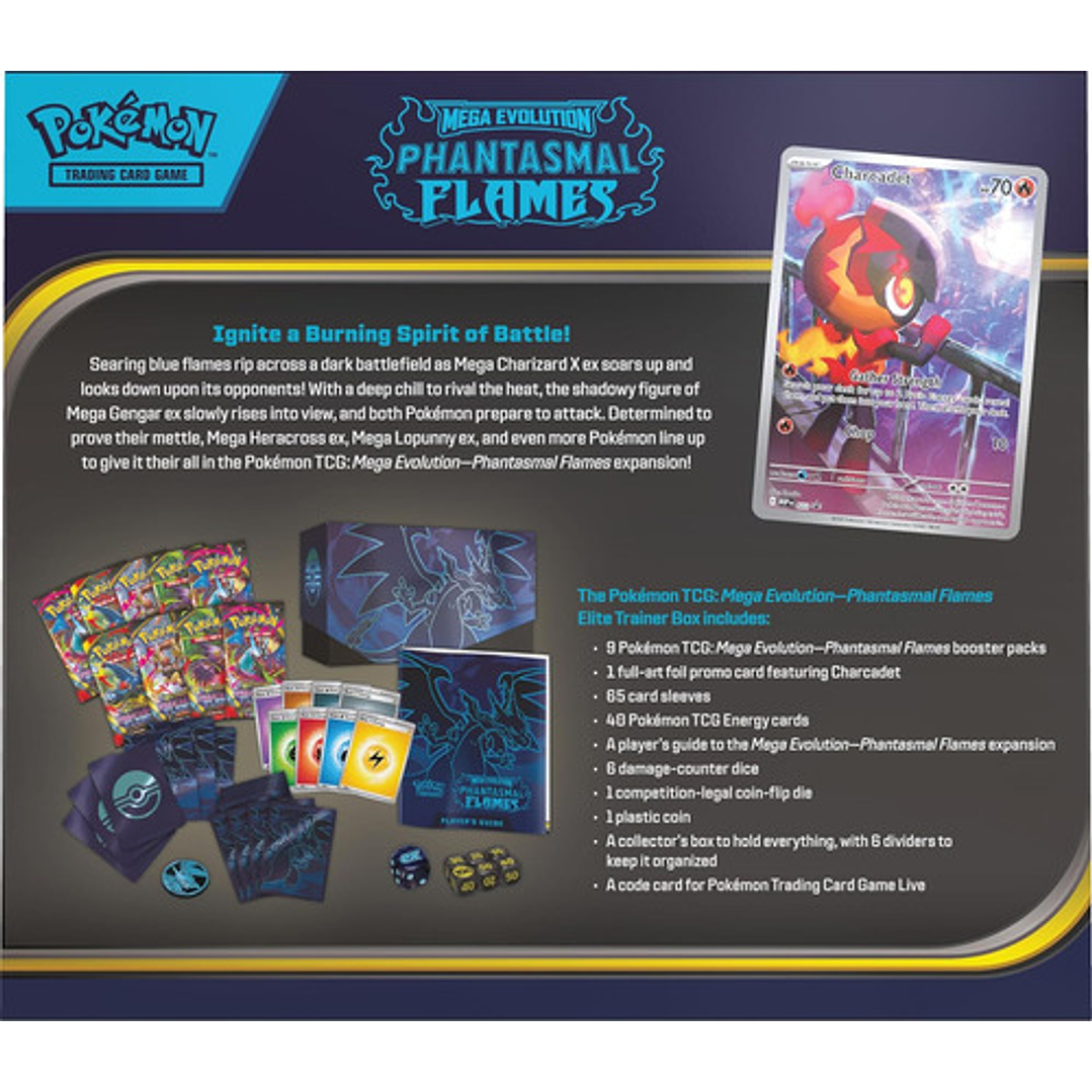 POKEMON TCG MEGA EVOLUTION PHANTASMAL FLAMES ELITE TRAINER BOX  INGLÉS 4