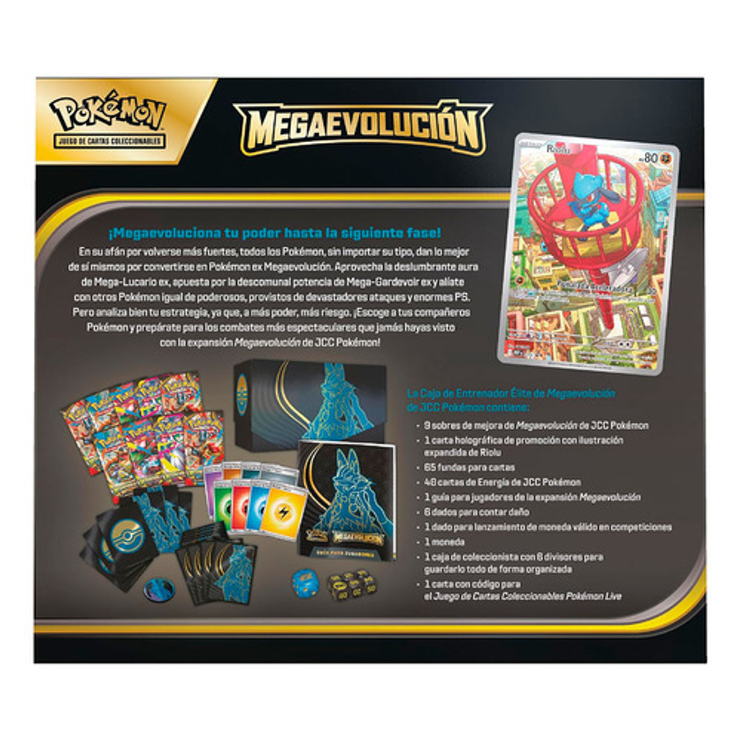 POKEMON TCG MEGA EVOLUTION ELITE TRAINER BOX MEGA LUCARIO ESPAÑOL  4