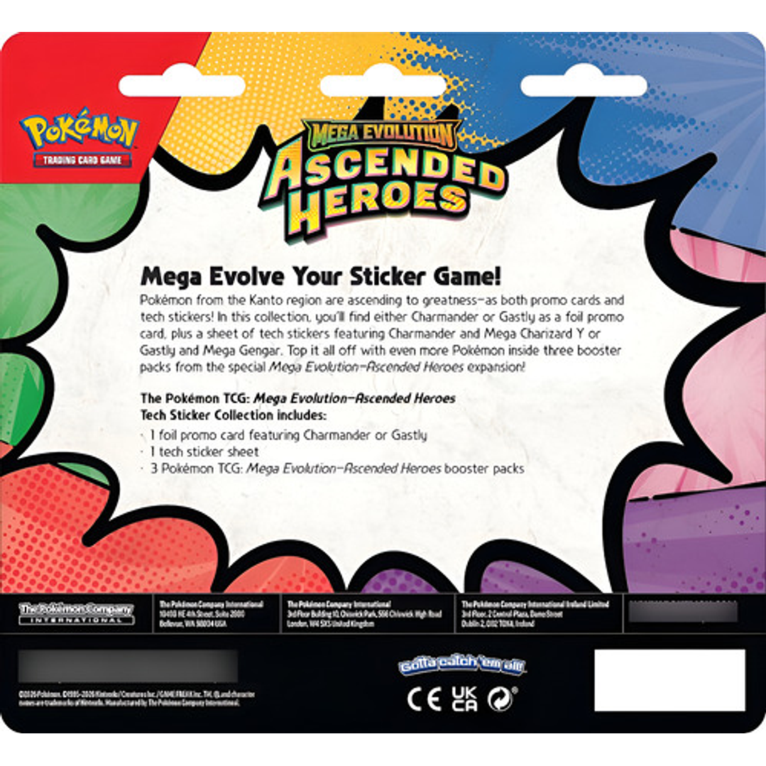 POKEMON TCG MEGA EVOLUTION ASCENDED HEROES PAR TECH STICKER COLLECTION CHARMANDE / GASTLY INGLES 2
