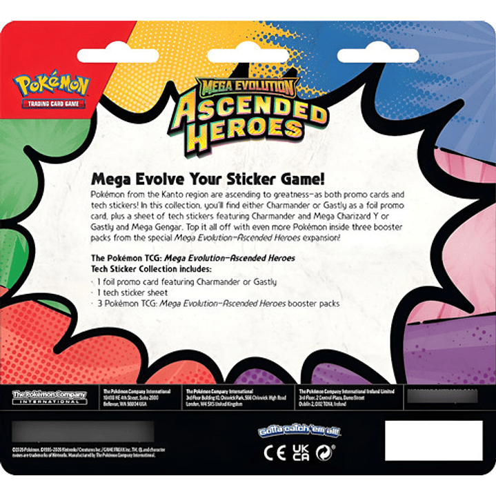 POKEMON TCG MEGA EVOLUTION ASCENDED HEROES PAR TECH STICKER COLLECTION CHARMANDE / GASTLY INGLES 2