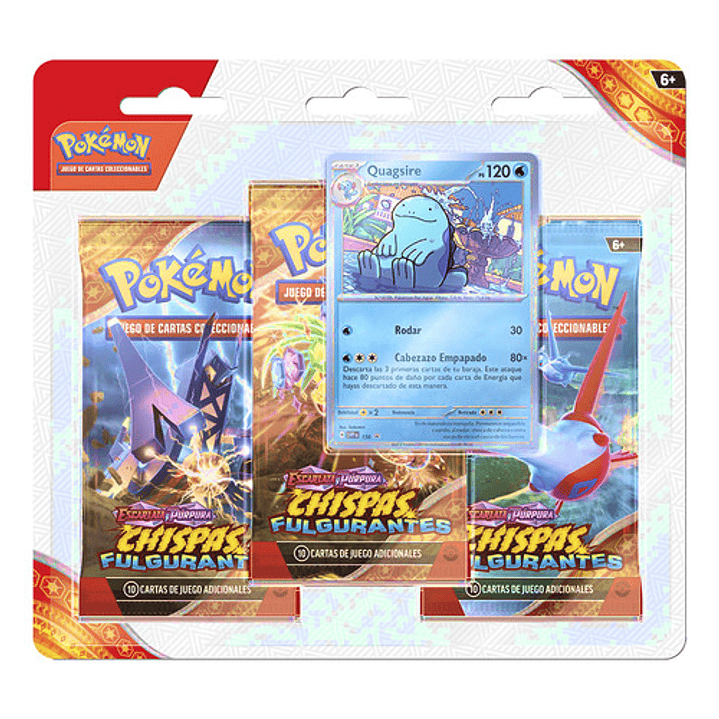 POKEMON TCG SURGING SPARKS 3 PACK BLISTER ESPAÑOL 1