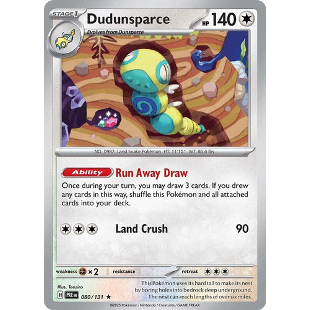 Pokemon Tcg Dudunsparce Pre 080/131 Prismatic Evolutions Ing 1
