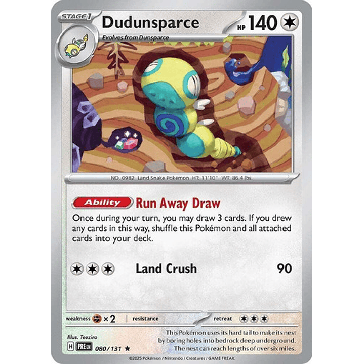 Pokemon Tcg Dudunsparce Pre 080/131 Prismatic Evolutions Ing 1
