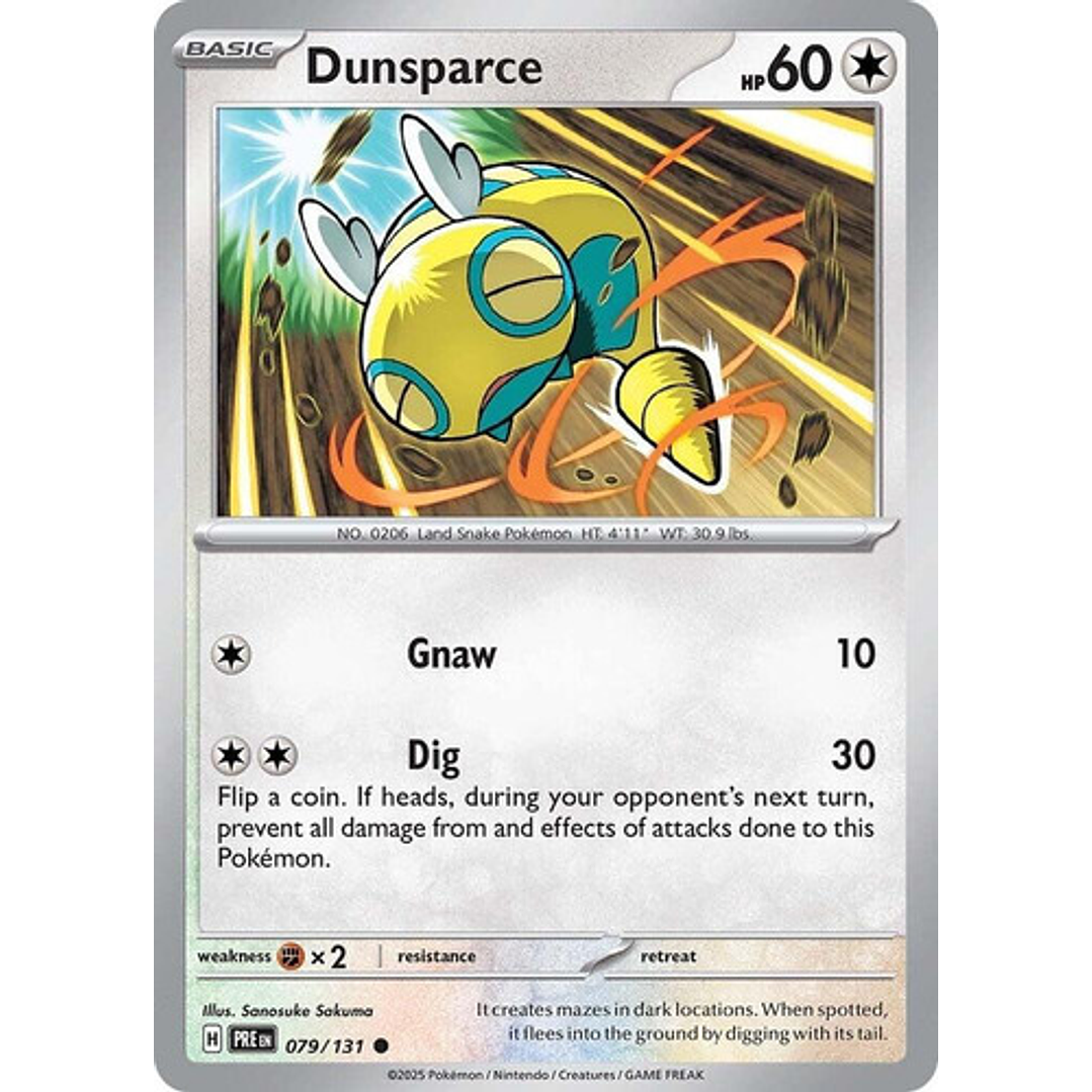 Pokemon Tcg Dunsparce Pre 079/131 Prismatic Evolutions Ing 1