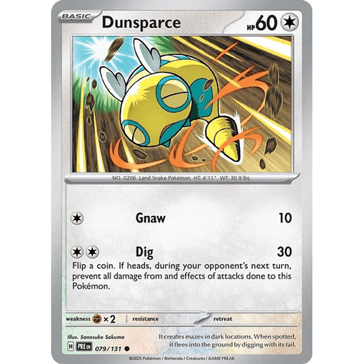 Pokemon Tcg Dunsparce Pre 079/131 Prismatic Evolutions Ing 1