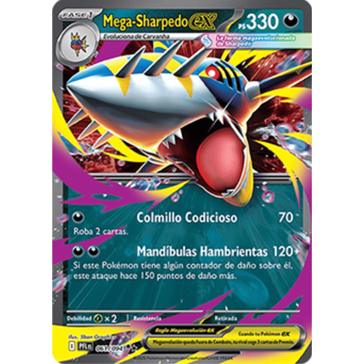 Pokemon Tcg Mega Sharpedo Ex Pfl 127/094 Phantasmal Flames 1